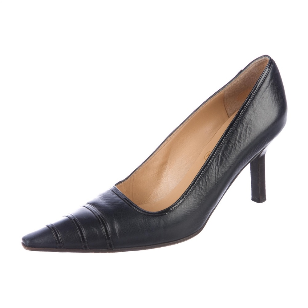 Chanel Leather Square Toe Pumps
